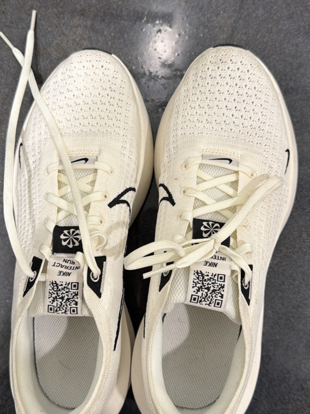 Nike Cream and Black Knit Running Shoes